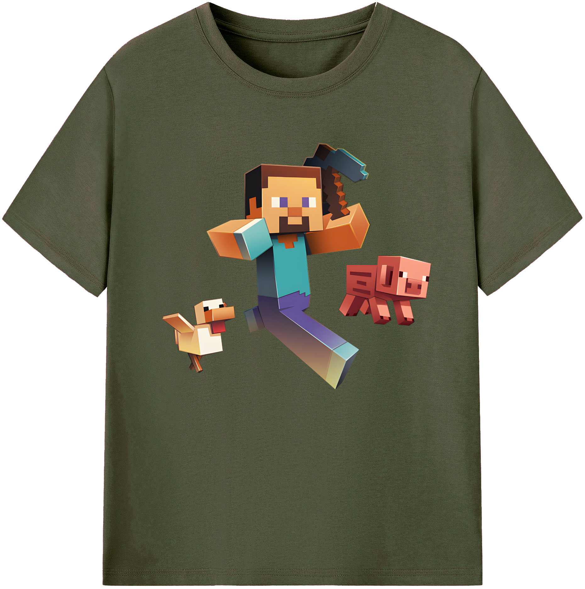 （画像用） マインクラフト ブロックの世界 Minecraft MC Block world 綿100％ メンズ半袖Tシャツ｜肌触りやわらか＆通気性